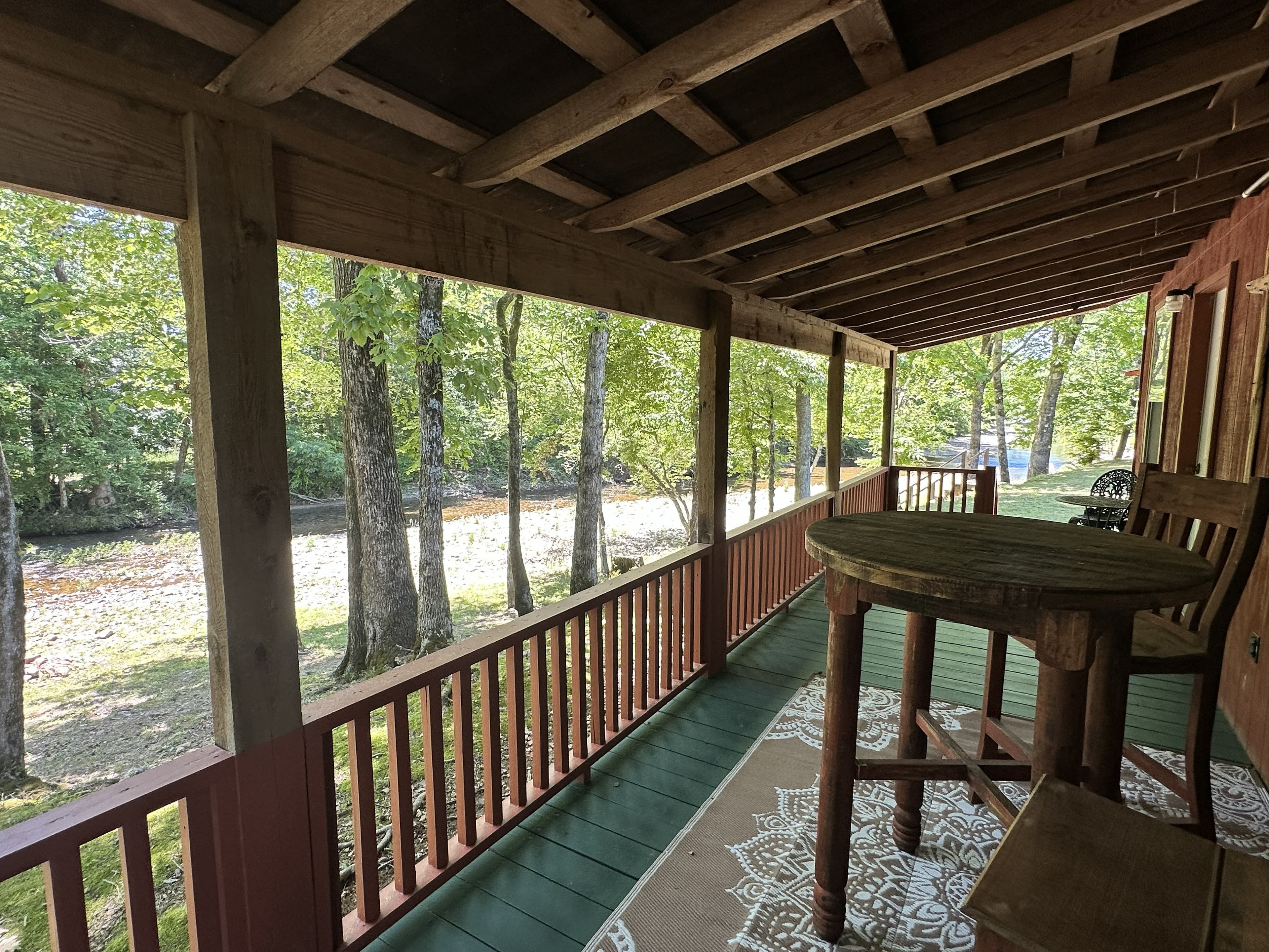 Cabin porch after a day exploring Arkansas